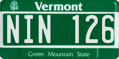 VT license plate NIN126