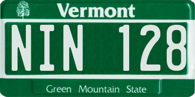 VT license plate NIN128