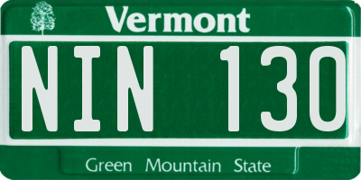 VT license plate NIN130