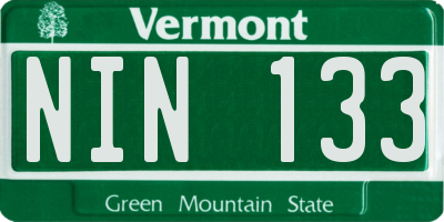 VT license plate NIN133
