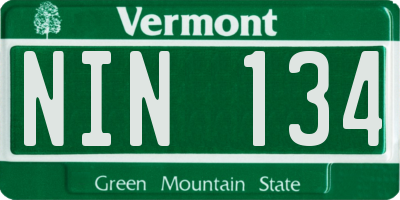 VT license plate NIN134