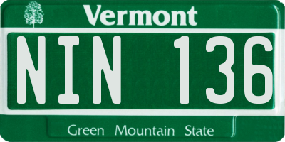VT license plate NIN136