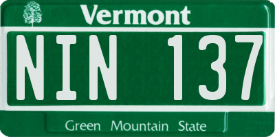VT license plate NIN137