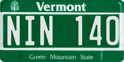 VT license plate NIN140