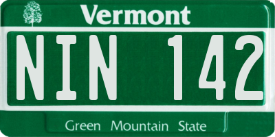 VT license plate NIN142