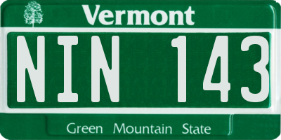 VT license plate NIN143