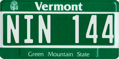 VT license plate NIN144