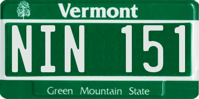VT license plate NIN151