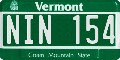 VT license plate NIN154