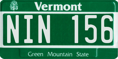 VT license plate NIN156