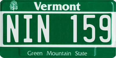 VT license plate NIN159
