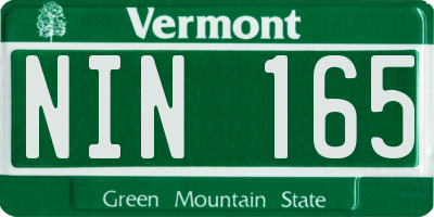 VT license plate NIN165