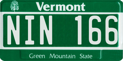 VT license plate NIN166