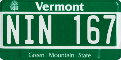 VT license plate NIN167