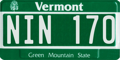 VT license plate NIN170