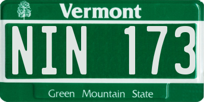 VT license plate NIN173