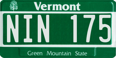 VT license plate NIN175