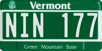 VT license plate NIN177
