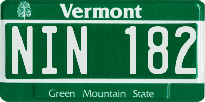 VT license plate NIN182