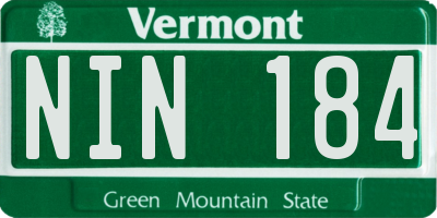 VT license plate NIN184