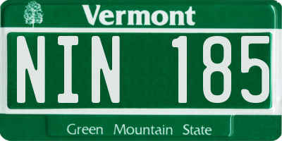 VT license plate NIN185