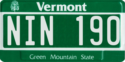 VT license plate NIN190