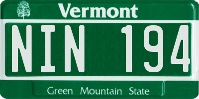 VT license plate NIN194