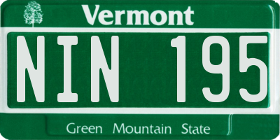 VT license plate NIN195