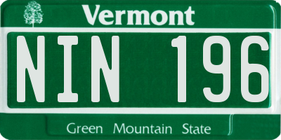 VT license plate NIN196