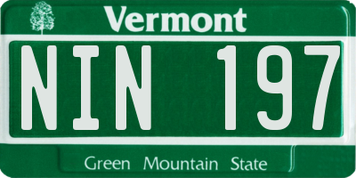 VT license plate NIN197