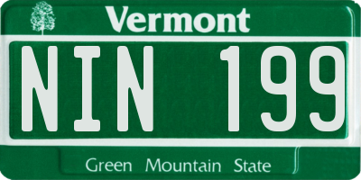 VT license plate NIN199