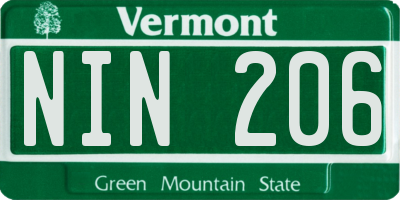 VT license plate NIN206
