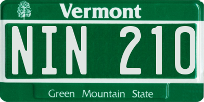 VT license plate NIN210