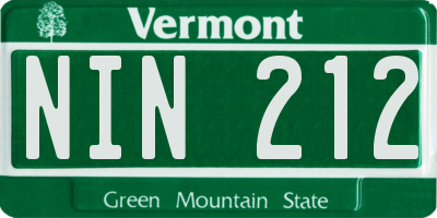 VT license plate NIN212