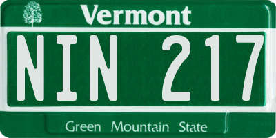VT license plate NIN217