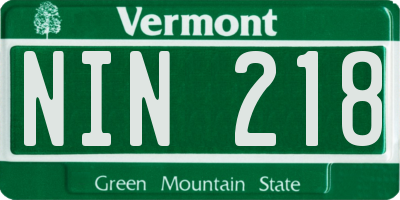 VT license plate NIN218