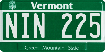 VT license plate NIN225