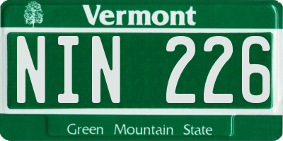 VT license plate NIN226