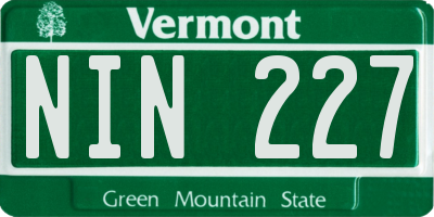 VT license plate NIN227