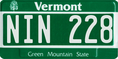VT license plate NIN228
