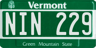 VT license plate NIN229