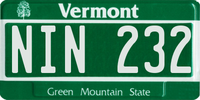 VT license plate NIN232