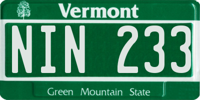 VT license plate NIN233