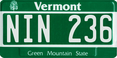 VT license plate NIN236