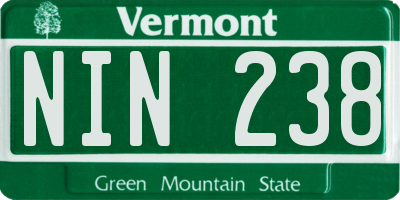 VT license plate NIN238