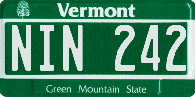 VT license plate NIN242