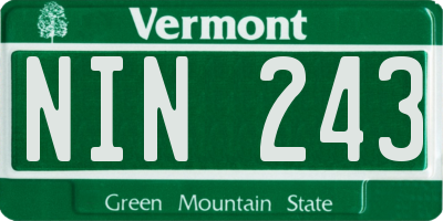 VT license plate NIN243