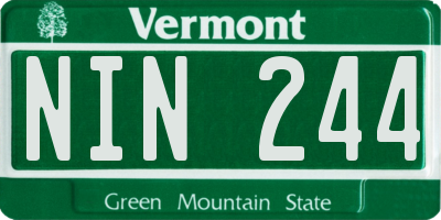 VT license plate NIN244