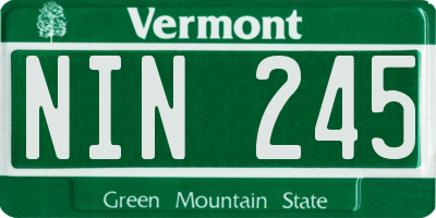 VT license plate NIN245