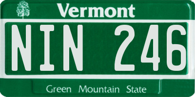 VT license plate NIN246